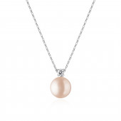 Colier perla naturala roz piersica cu lantisor argint DiAmanti SK20457P-P_Necklace-G